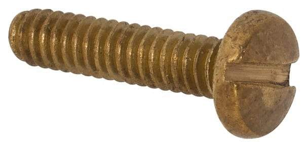 Made in USA - #2-56 UNC, 3/8" Length Under Head Slotted Drive Machine Screw - Binding Head, Brass, Uncoated, Without Washer - Industrial Tool & Supply