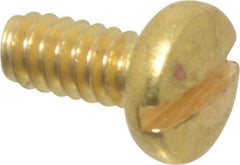 Made in USA - #4-40 UNC, 1/4" Length Under Head Slotted Drive Machine Screw - Binding Head, Brass, Uncoated, Without Washer - Industrial Tool & Supply