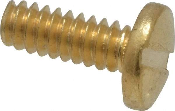 Value Collection - #6-32 UNC, 3/8" Length Under Head Slotted Drive Machine Screw - Binding Head, Brass, Uncoated, Without Washer - Industrial Tool & Supply
