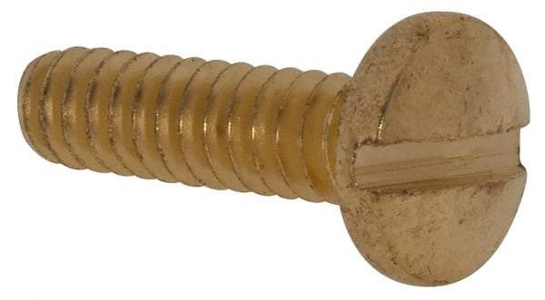 Value Collection - #6-32 UNC, 1/2" Length Under Head Slotted Drive Machine Screw - Binding Head, Brass, Uncoated, Without Washer - Industrial Tool & Supply