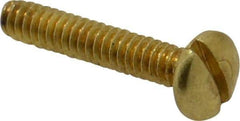 Made in USA - #6-32 UNC, 3/4" Length Under Head Slotted Drive Machine Screw - Binding Head, Brass, Uncoated, Without Washer - Industrial Tool & Supply