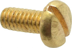 Made in USA - #8-32 UNC, 3/8" Length Under Head Slotted Drive Machine Screw - Binding Head, Brass, Uncoated, Without Washer - Industrial Tool & Supply