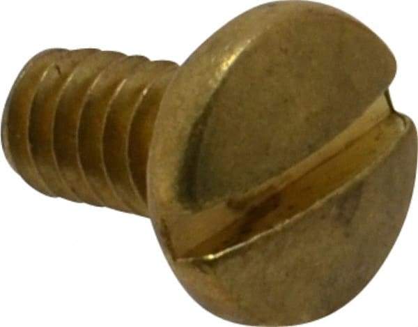 Value Collection - #10-24 UNC, 3/8" Length Under Head Slotted Drive Machine Screw - Binding Head, Brass, Uncoated, Without Washer - Industrial Tool & Supply
