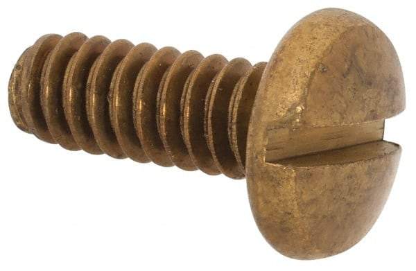 Value Collection - #10-24 UNC, 1/2" Length Under Head Slotted Drive Machine Screw - Binding Head, Brass, Uncoated, Without Washer - Industrial Tool & Supply
