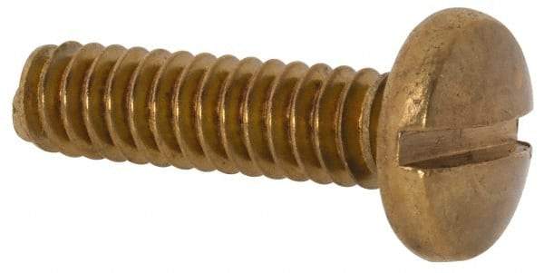 Value Collection - #10-24 UNC, 3/4" Length Under Head Slotted Drive Machine Screw - Binding Head, Brass, Uncoated, Without Washer - Industrial Tool & Supply