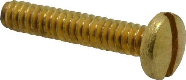 Value Collection - #10-24 UNC, 1" Length Under Head Slotted Drive Machine Screw - Binding Head, Brass, Uncoated, Without Washer - Industrial Tool & Supply