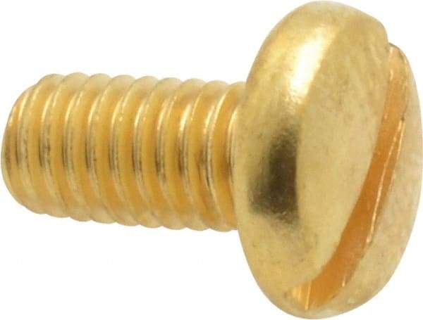 Value Collection - #10-32 UNF, 3/8" Length Under Head Slotted Drive Machine Screw - Binding Head, Brass, Uncoated, Without Washer - Industrial Tool & Supply