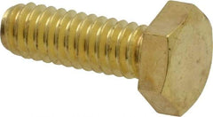 Value Collection - 1/4-20 UNC, 3/4" Length Under Head Hex Head Cap Screw - Brass, 7/16" Hex - Industrial Tool & Supply