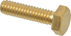 Value Collection - 1/4-20 UNC, 1" Length Under Head Hex Head Cap Screw - Brass, 7/16" Hex - Industrial Tool & Supply