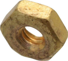 Value Collection - #4-40 UNC Brass Right Hand Machine Screw Hex Nut - 1/4" Across Flats, 3/32" High, Uncoated - Industrial Tool & Supply