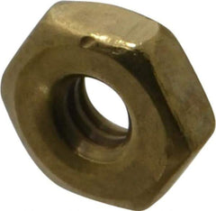 Value Collection - #6-32 UNC Brass Right Hand Machine Screw Hex Nut - 5/16" Across Flats, 7/64" High, Uncoated - Industrial Tool & Supply