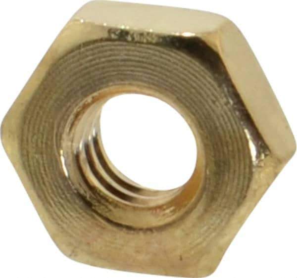 Value Collection - #8-32 UNC Brass Right Hand Machine Screw Hex Nut - 11/32" Across Flats, 1/8" High, Uncoated - Industrial Tool & Supply