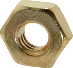 Value Collection - #8-32 UNC Brass Right Hand Machine Screw Hex Nut - 11/32" Across Flats, 1/8" High, Uncoated - Industrial Tool & Supply