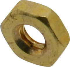 Value Collection - #10-24 UNC Brass Right Hand Machine Screw Hex Nut - 3/8" Across Flats, 1/8" High, Uncoated - Industrial Tool & Supply