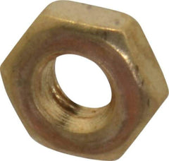 Value Collection - #10-32 UNF Brass Right Hand Machine Screw Hex Nut - 3/8" Across Flats, 1/8" High, Uncoated - Industrial Tool & Supply