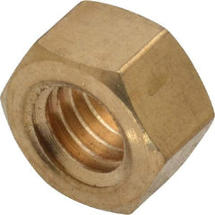Value Collection - 3/8-16 UNC Brass Right Hand Hex Nut - 9/16" Across Flats, 21/64" High, Uncoated - Industrial Tool & Supply
