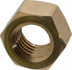 Value Collection - 1/2-13 UNC Brass Right Hand Hex Nut - 3/4" Across Flats, 7/16" High, Uncoated - Industrial Tool & Supply