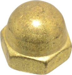 Value Collection - #6-32 UNC, 5/16" Width Across Flats, Uncoated, Brass Acorn Nut - 1/4" Overall Height - Industrial Tool & Supply