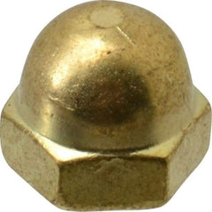 Value Collection - #8-32 UNC, 5/16" Width Across Flats, Uncoated, Brass Acorn Nut - 1/4" Overall Height - Industrial Tool & Supply