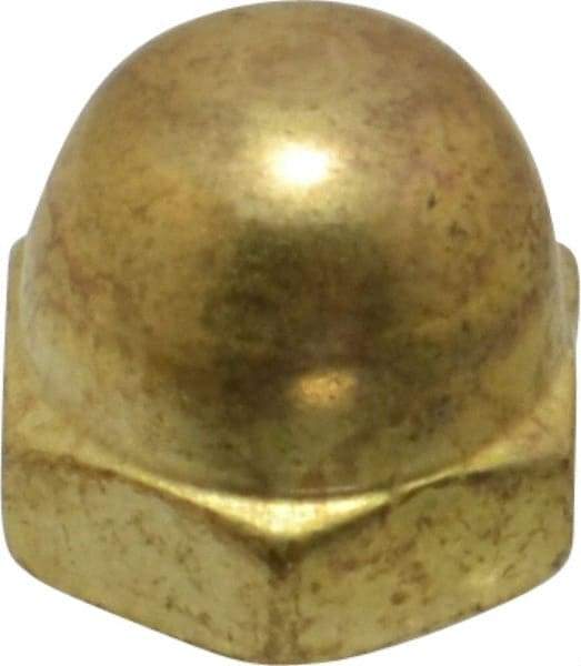 Value Collection - #10-24 UNC, 3/8" Width Across Flats, Uncoated, Brass Acorn Nut - 9/32" Overall Height - Industrial Tool & Supply