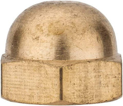 Value Collection - 3/8-16" UNC, 5/8" Width Across Flats, Uncoated, Brass Acorn Nut - 27/64" Overall Height - Industrial Tool & Supply