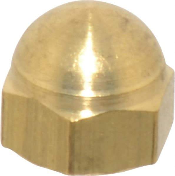 Value Collection - #10-32 UNF, 3/8" Width Across Flats, Uncoated, Brass Acorn Nut - 11/32" Overall Height - Industrial Tool & Supply
