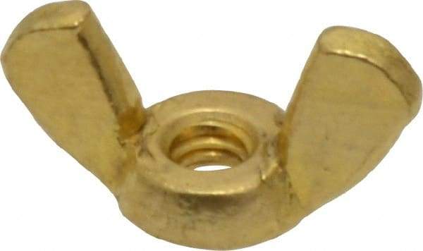 Value Collection - #8-32 UNC, Brass Standard Wing Nut - 0.91" Wing Span, 0.47" Wing Span - Industrial Tool & Supply