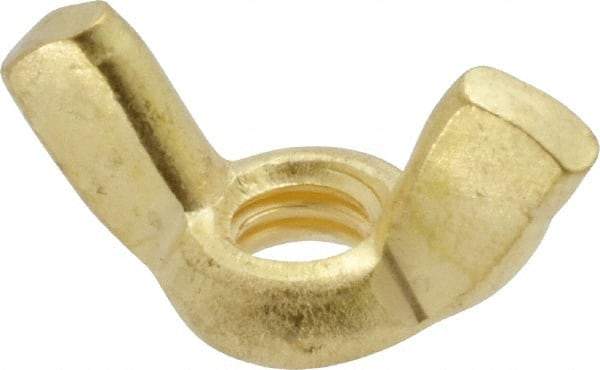 Value Collection - 1/4-20 UNC, Brass Standard Wing Nut - 1.1" Wing Span, 0.57" Wing Span - Industrial Tool & Supply