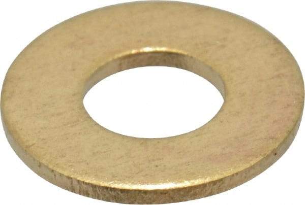 Value Collection - #8 Screw, Brass Standard Flat Washer - 0.172" ID x 3/8" OD, 0.032" Thick, Plain Finish - Industrial Tool & Supply