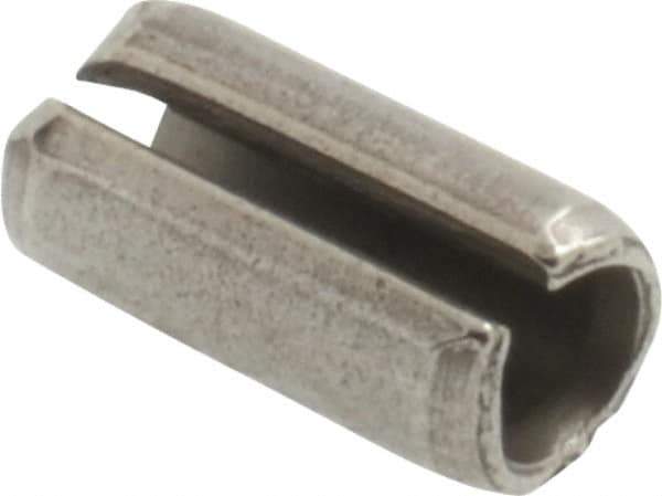 Made in USA - 3/16" Diam x 3/8" Long Slotted Spring Pin - Grade 420 Stainless Steel, Bright Finish - Industrial Tool & Supply