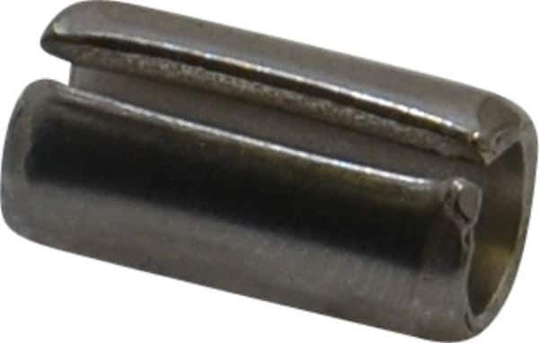 Made in USA - 1/4" Diam x 1/2" Long Slotted Spring Pin - Grade 420 Stainless Steel, Bright Finish - Industrial Tool & Supply