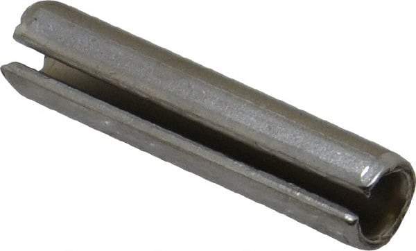 Made in USA - 1/4" Diam x 1-1/8" Long Slotted Spring Pin - Grade 420 Stainless Steel, Bright Finish - Industrial Tool & Supply