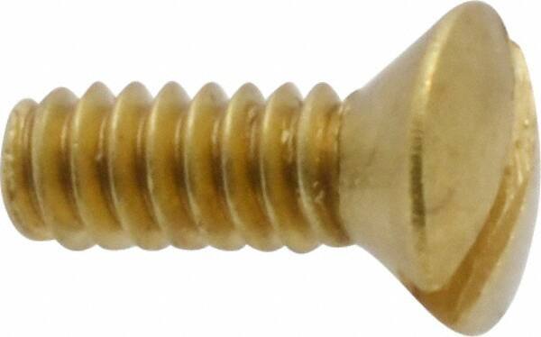 Value Collection - #6-32 UNC, 3/8" OAL Slotted Drive Machine Screw - Oval Head, Brass, Uncoated, Without Washer - Industrial Tool & Supply