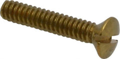 Made in USA - #6-32 UNC, 3/4" OAL Slotted Drive Machine Screw - Oval Head, Brass, Uncoated, Without Washer - Industrial Tool & Supply