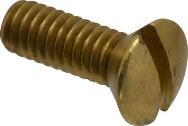 Value Collection - #8-32 UNC, 1/2" OAL Slotted Drive Machine Screw - Oval Head, Brass, Uncoated, Without Washer - Industrial Tool & Supply