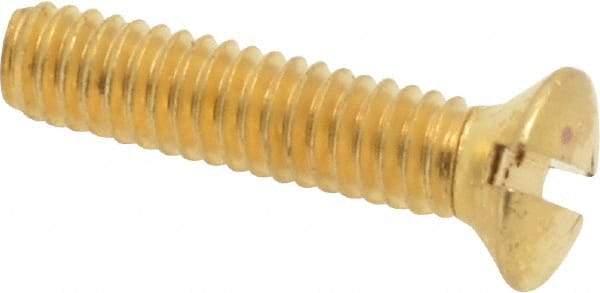 Value Collection - #8-32 UNC, 3/4" OAL Slotted Drive Machine Screw - Oval Head, Brass, Uncoated, Without Washer - Industrial Tool & Supply