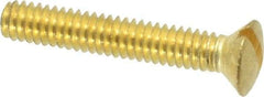 Value Collection - #8-32 UNC, 1" OAL Slotted Drive Machine Screw - Oval Head, Brass, Uncoated, Without Washer - Industrial Tool & Supply