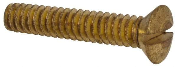 Value Collection - #10-24 UNC, 1" OAL Slotted Drive Machine Screw - Oval Head, Brass, Uncoated, Without Washer - Industrial Tool & Supply