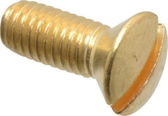 Value Collection - #10-32 UNF, 1/2" OAL Slotted Drive Machine Screw - Oval Head, Brass, Uncoated, Without Washer - Industrial Tool & Supply