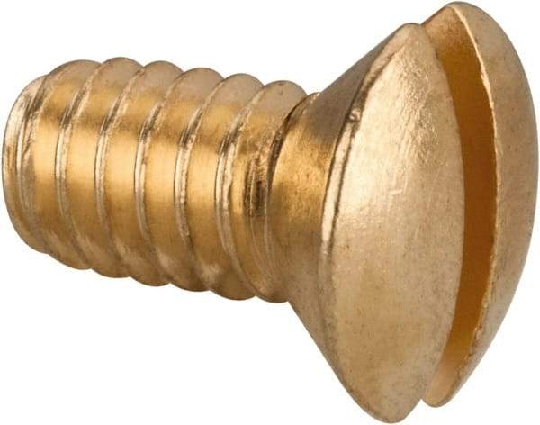 Value Collection - 1/4-20 UNC, 1/2" OAL Slotted Drive Machine Screw - Oval Head, Brass, Uncoated, Without Washer - Industrial Tool & Supply