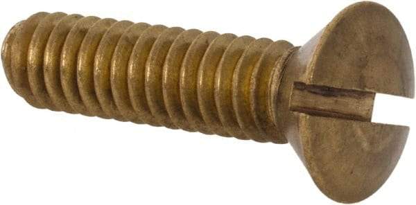 Value Collection - 1/4-20 UNC, 1" OAL Slotted Drive Machine Screw - Oval Head, Brass, Uncoated, Without Washer - Industrial Tool & Supply