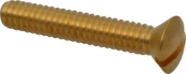 Value Collection - 1/4-20 UNC, 1-1/2" OAL Slotted Drive Machine Screw - Oval Head, Brass, Uncoated, Without Washer - Industrial Tool & Supply