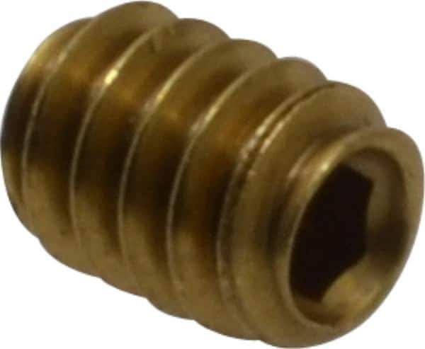 Value Collection - #6-32 UNC, 3/16" OAL, Cup Point Set Screw - Brass, 1/16" Key - Industrial Tool & Supply
