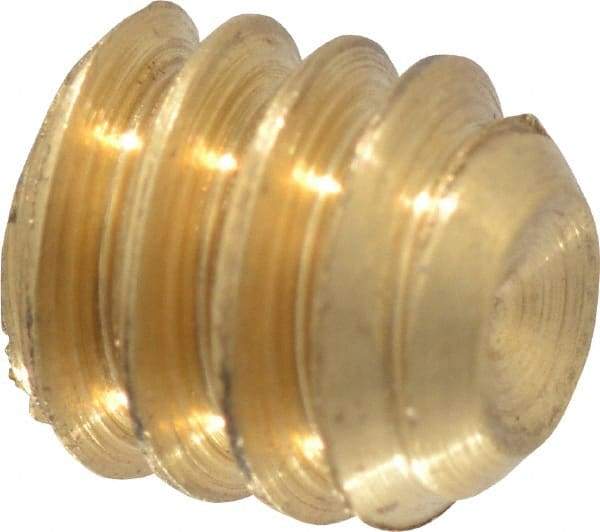 Value Collection - #10-24 UNC, 3/16" OAL, Cup Point Set Screw - Brass, 3/32" Key - Industrial Tool & Supply