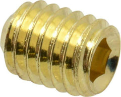 Value Collection - #10-32 UNF, 1/4" OAL, Cup Point Set Screw - Brass, 3/32" Key - Industrial Tool & Supply