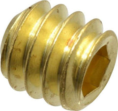 Value Collection - 1/4-20 UNC, 1/4" OAL, Cup Point Set Screw - Brass, 1/8" Key - Industrial Tool & Supply