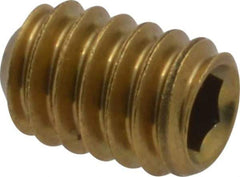 Value Collection - 1/4-20 UNC, 3/8" OAL, Cup Point Set Screw - Brass, 1/8" Key - Industrial Tool & Supply