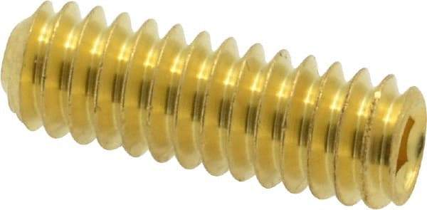 Value Collection - 1/4-20 UNC, 3/4" OAL, Cup Point Set Screw - Brass, 1/8" Key - Industrial Tool & Supply