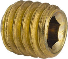 Value Collection - 3/8-16 UNC, 3/8" OAL, Cup Point Set Screw - Brass, 3/16" Key - Industrial Tool & Supply