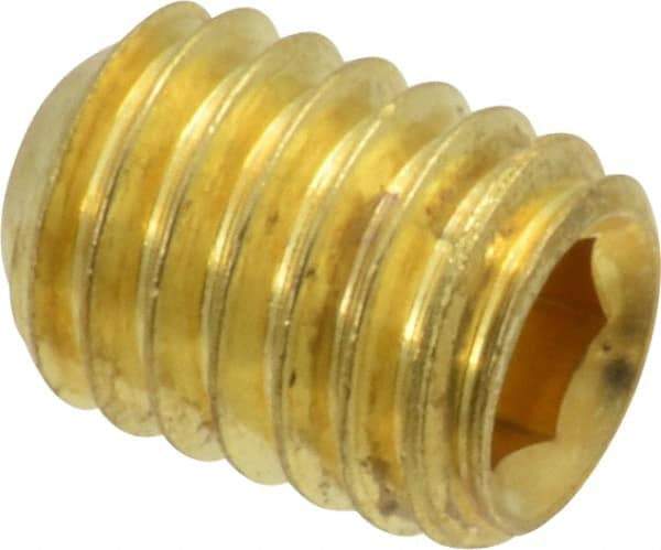 Value Collection - 3/8-16 UNC, 1/2" OAL, Cup Point Set Screw - Brass, 3/16" Key - Industrial Tool & Supply